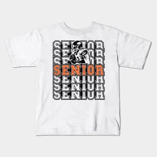 Senior Football Player Grad Retro Sport Tipography 2024 Graduation 2025 Kids T-Shirt